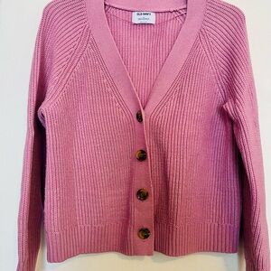Old Navy Pink Cardigan Sweater with V-neck and Long Sleeves